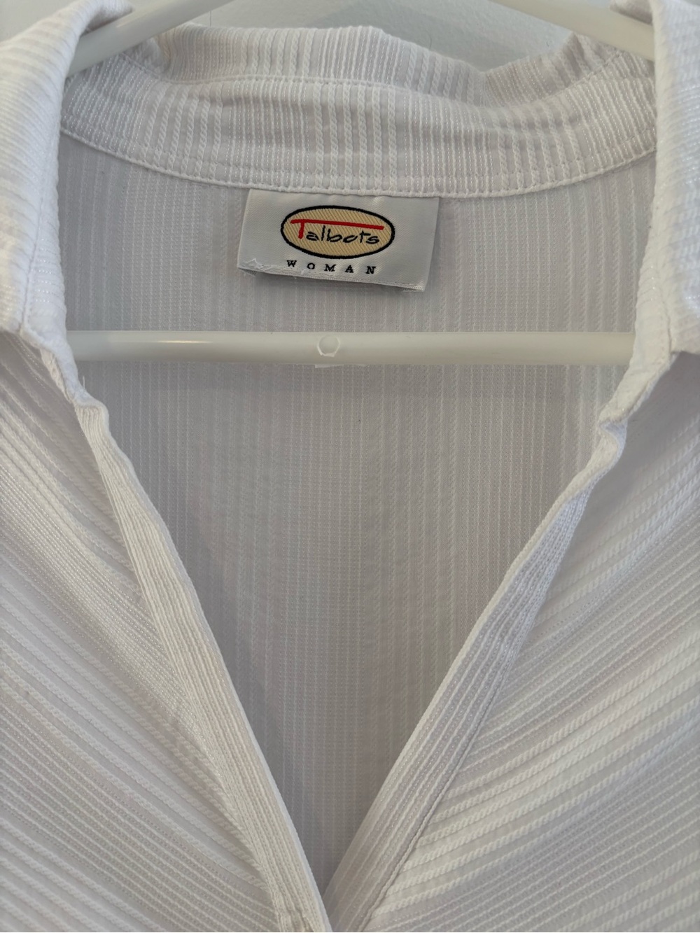 Talbots White Ribbed Button-Front Shirt - Picture 3 of 8